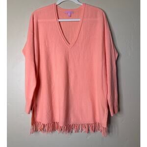 Lilly Pulitzer Alessandra Tunic Cashmere V-Neck Sweater with Tassel Accent S/M